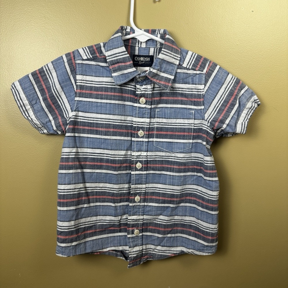 Oshkosh B'gosh Boys Size 4T Multi-Color Striped Short Sleeve Button Up Shirt